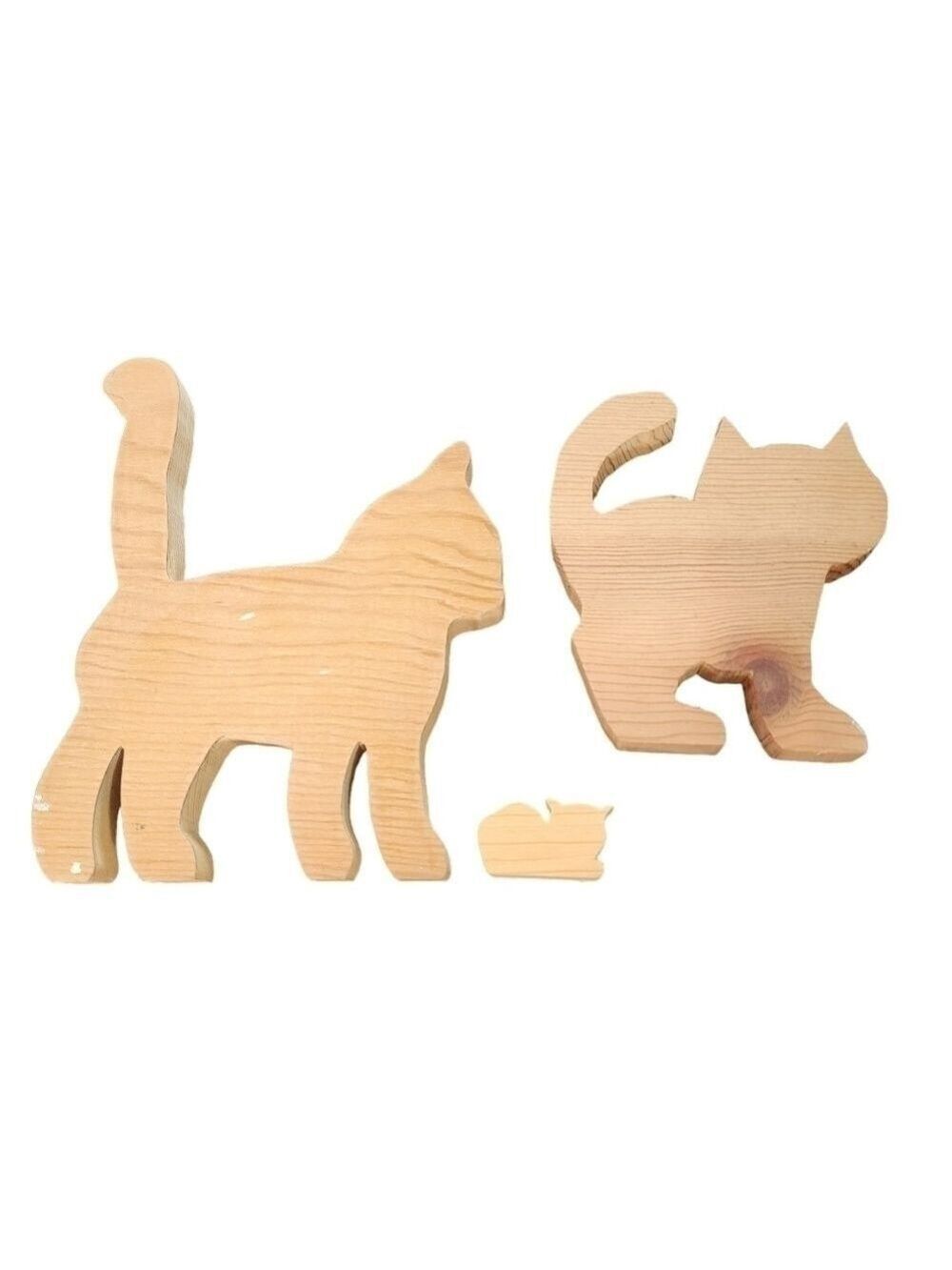 Wood blanks cats kitten set 3 for crafting arts & crafts painting